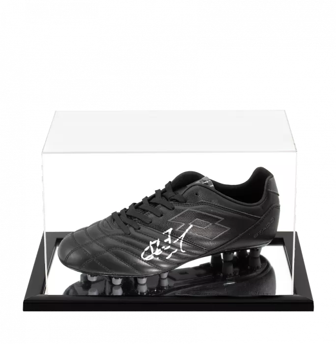 icons Andriy Shevchenko Signed Black Lotto Stadio III Boot In Acrylic Case