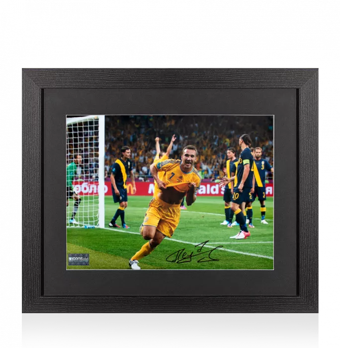 icons Andriy Shevchenko Signed Ukraine Photo In Black Wooden Frame: UEFA EURO 2012 Goal vs Sweden