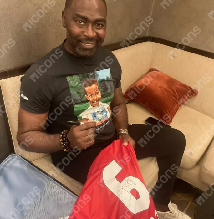 Icons Andy Cole Back Signed Manchester United 1999 Home Shirt With UEFA Champions League Fan Style Numbers