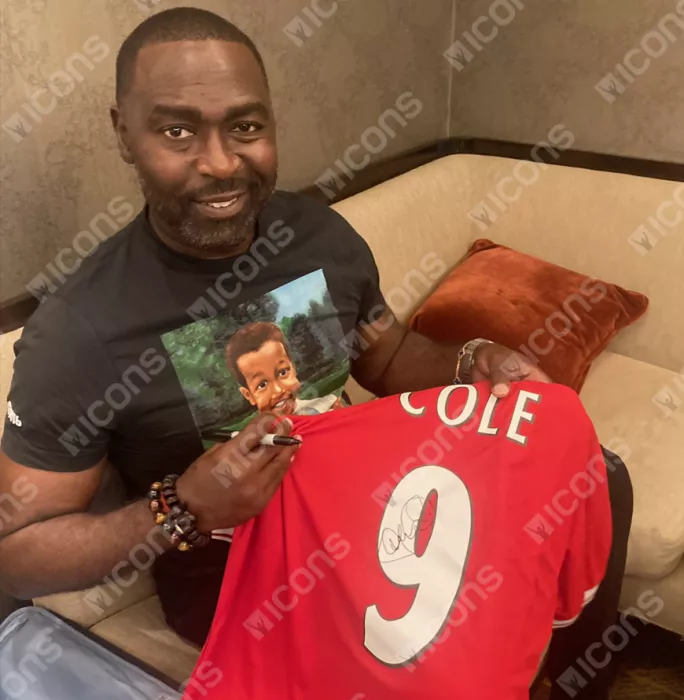 Icons Andy Cole Back Signed Manchester United 1999 Home Shirt With Premier League Fan Style Numbers