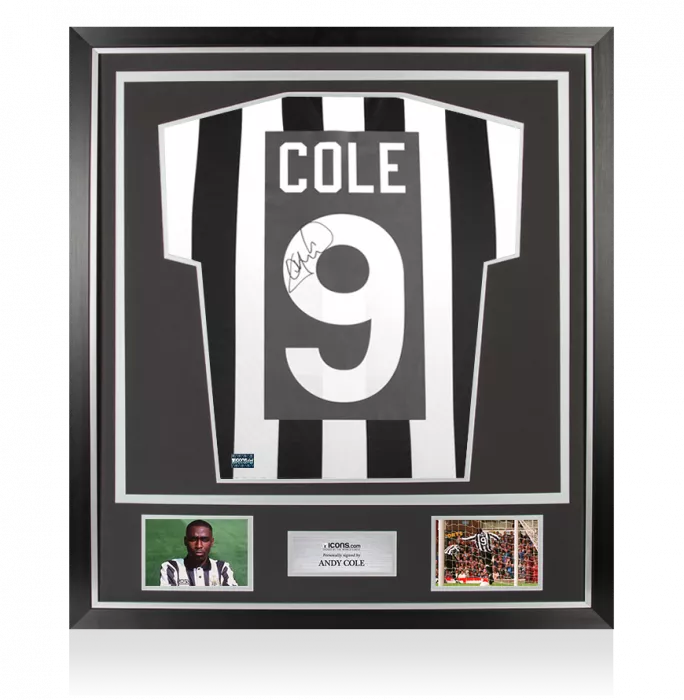 icons Andy Cole Back Signed Newcastle United 1995 Home Shirt In Classic Frame