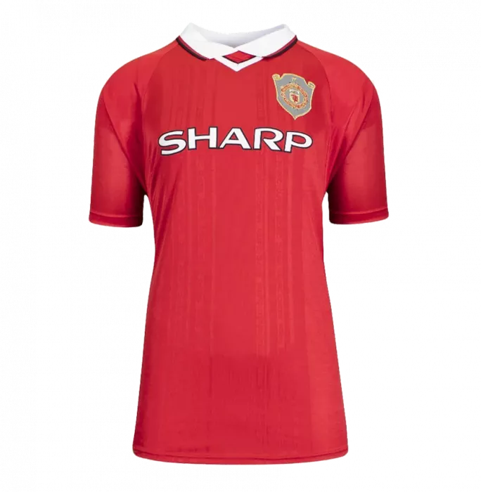 Icons Andy Cole Official UEFA Champions League Back Signed And Hero Framed Manchester United 1999 Home Shirt With Fan Style Numbers