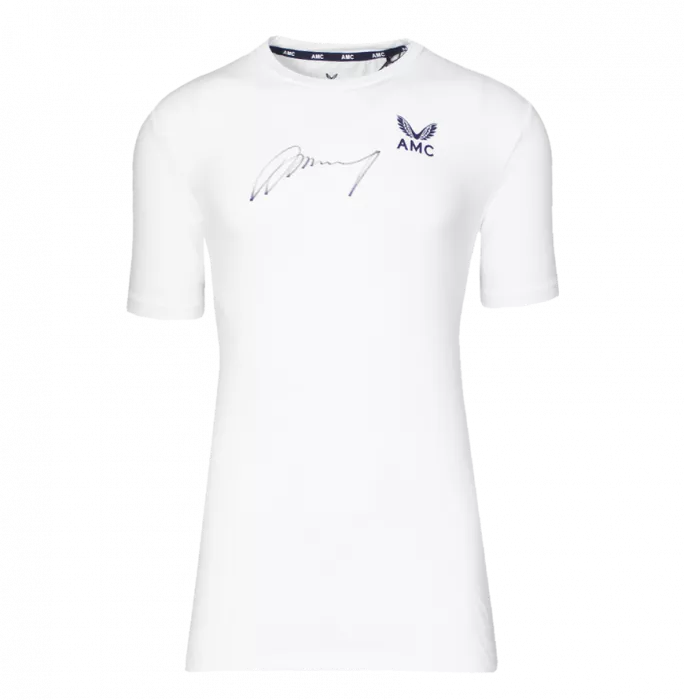 Icons Andy Murray Signed White Castore AMC Tennis Shirt In Hero Frame: Option 1