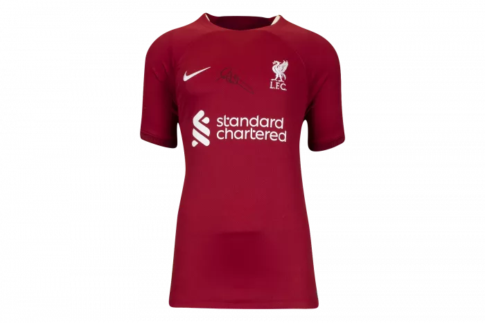 Icons Andy Robertson Front Signed Liverpool FC 2022-23 Home Shirt In Commentary Chart Frame