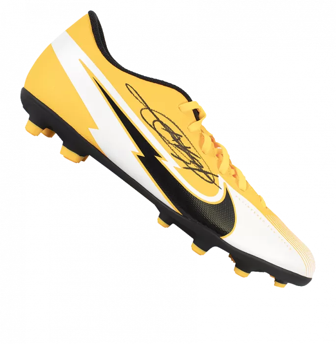 Icons Ansu Fati Signed Yellow Nike Mercurial Vapor Boot In Acrylic Case
