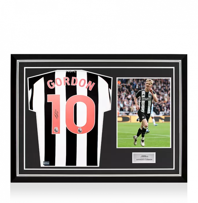 icons Anthony Gordon Back Signed Newcastle United 2023-24 Home Shirt In Hero Frame: Option 1