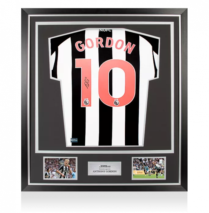 Icons Anthony Gordon Back Signed Newcastle United 2023-24 Home Shirt In Classic Frame