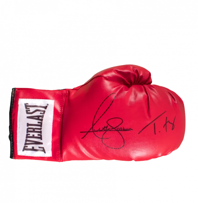 Icons Anthony Joshua & Tyson Fury Signed Red Everlast Boxing Glove In Acrylic Case