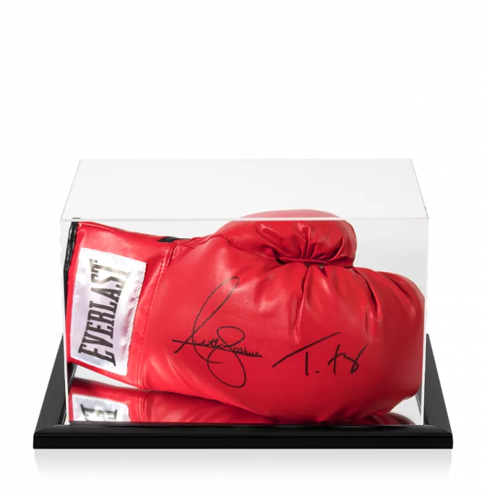 icons Anthony Joshua & Tyson Fury Signed Red Everlast Boxing Glove In Acrylic Case