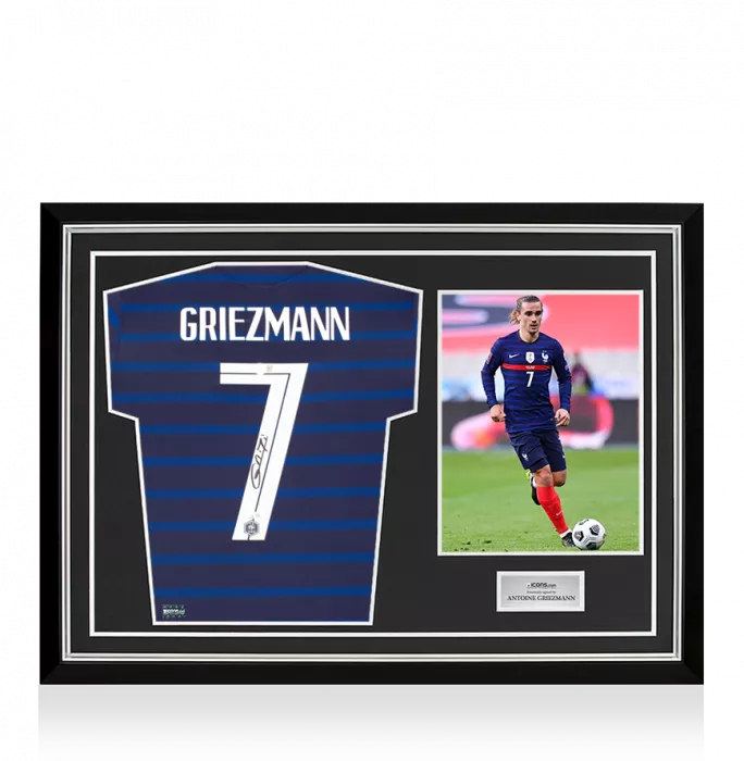 Icons Antoine Griezmann Back Signed France 2020 Shirt In Hero Frame: Option 1