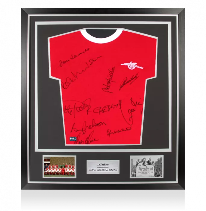 Icons Arsenal 1970-71 Retro Home Shirt - Signed By 10 In Classic Frame
