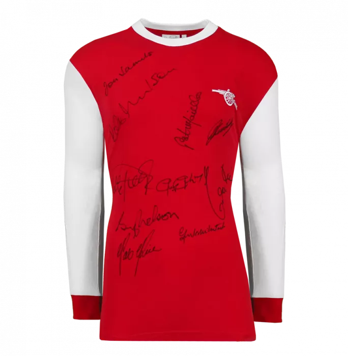 Icons Arsenal 1970-71 Retro Home Shirt - Signed By 10 In Deluxe Packaging