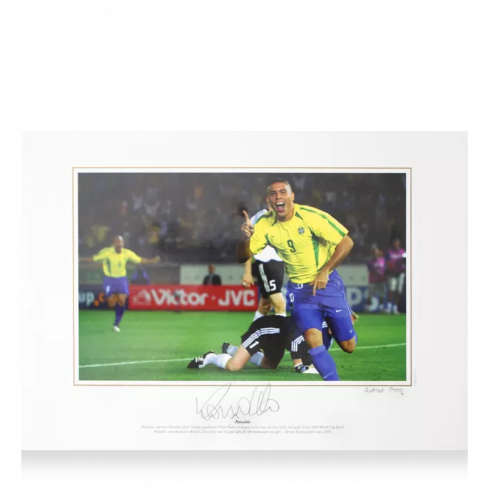 icons Artist Proof Ronaldo Signed Brazil 2002 World Cup Final Goal V Germany Photo