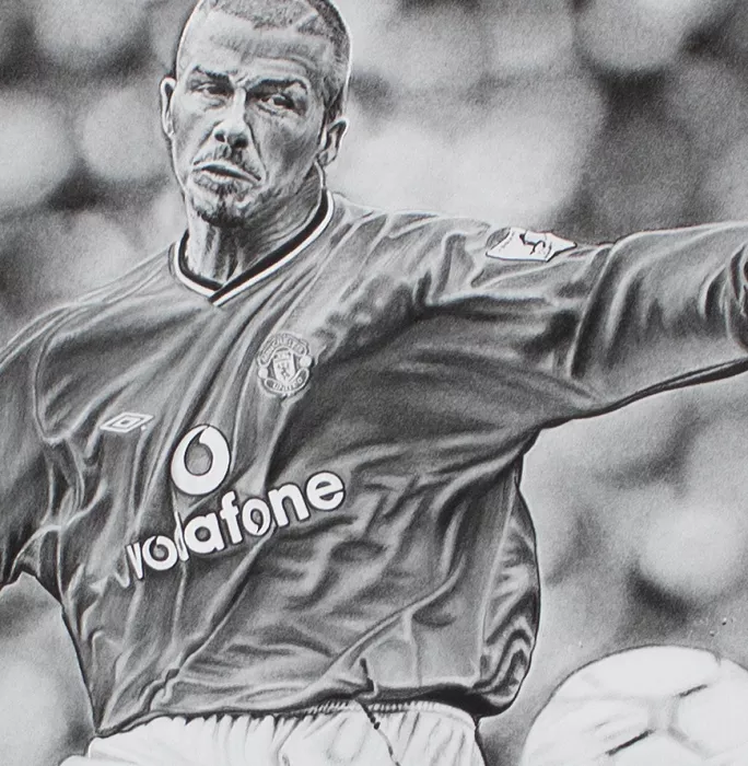 Icons ARTIST SIGNED David Beckham Tribute Artwork In Black Wooden Frame: Free-Kick Master
