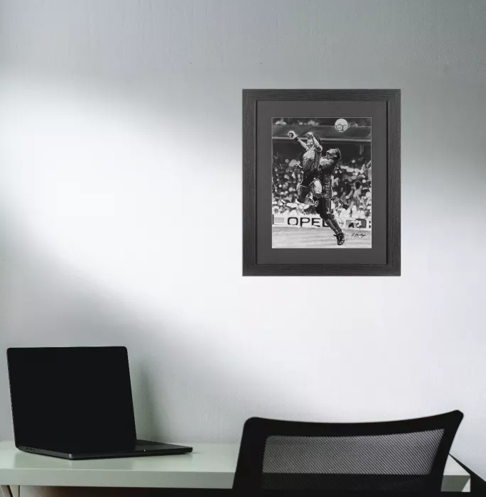 Icons ARTIST SIGNED Diego Maradona Tribute Artwork In Black Wooden Frame: Iconic Hand Of God Goal