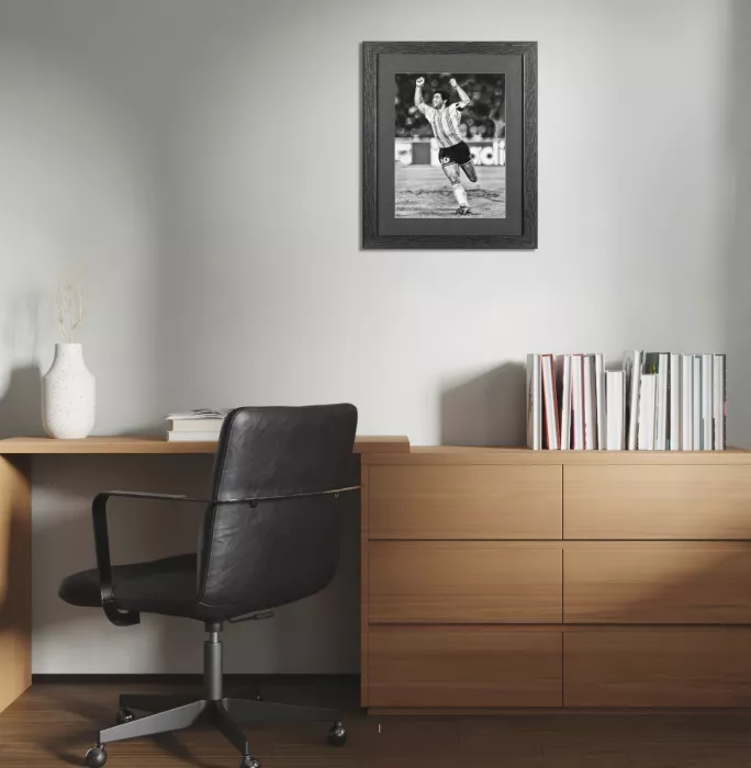 Icons ARTIST SIGNED Diego Maradona Tribute Artwork In Black Wooden Frame: Celebration