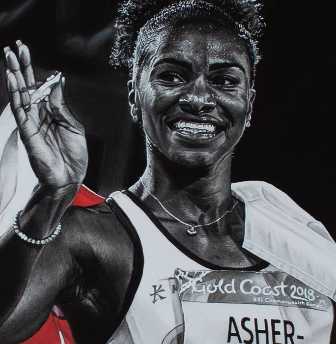 Icons ARTIST SIGNED Dina Asher-Smith Tribute Artwork In Black Wooden Frame