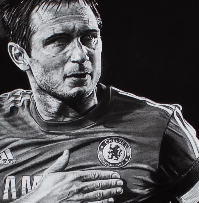 Icons ARTIST SIGNED Frank Lampard Tribute Artwork In Black Wooden Frame: Chelsea Icon