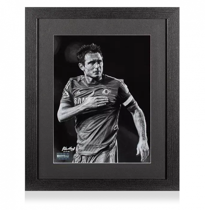Icons ARTIST SIGNED Frank Lampard Tribute Artwork In Black Wooden Frame: Chelsea Icon