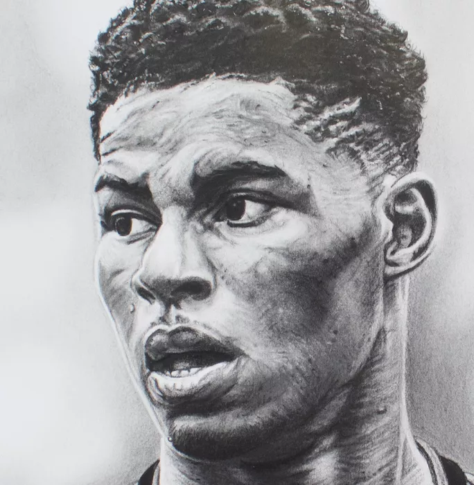 Icons ARTIST SIGNED Marcus Rashford Tribute Artwork In Black Wooden Frame