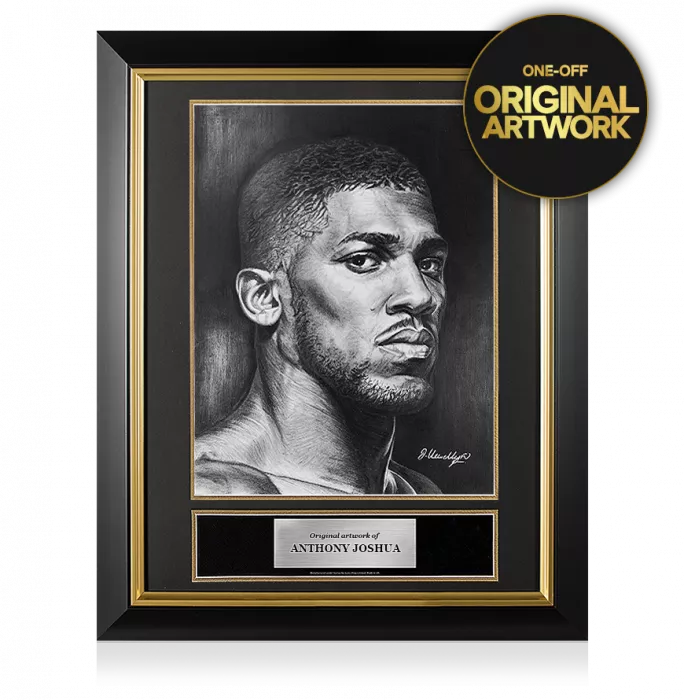 Icons ARTIST SIGNED Original Anthony Joshua Tribute Artwork In Premium Frame