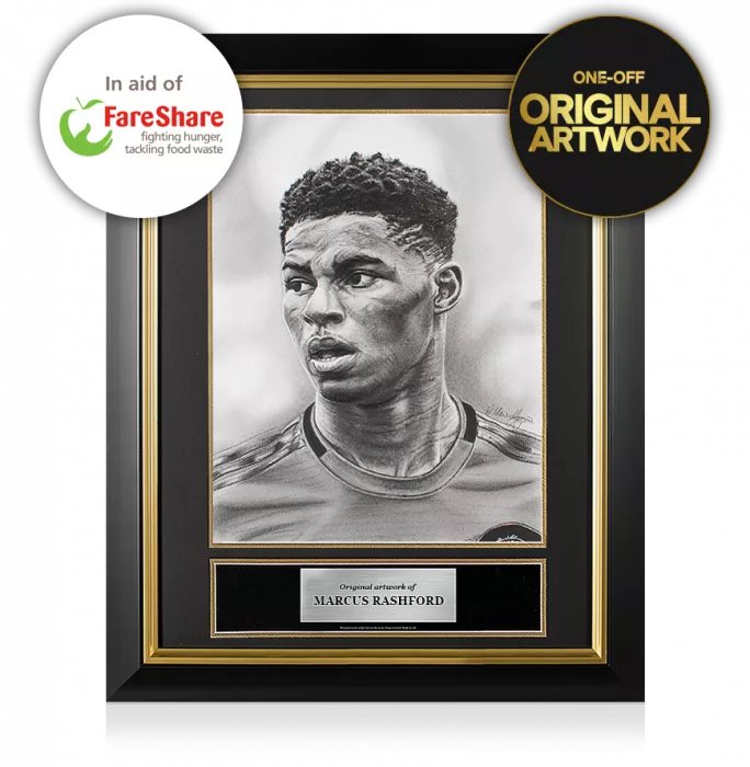 icons ARTIST SIGNED Original Marcus Rashford Tribute Artwork In Premium Frame