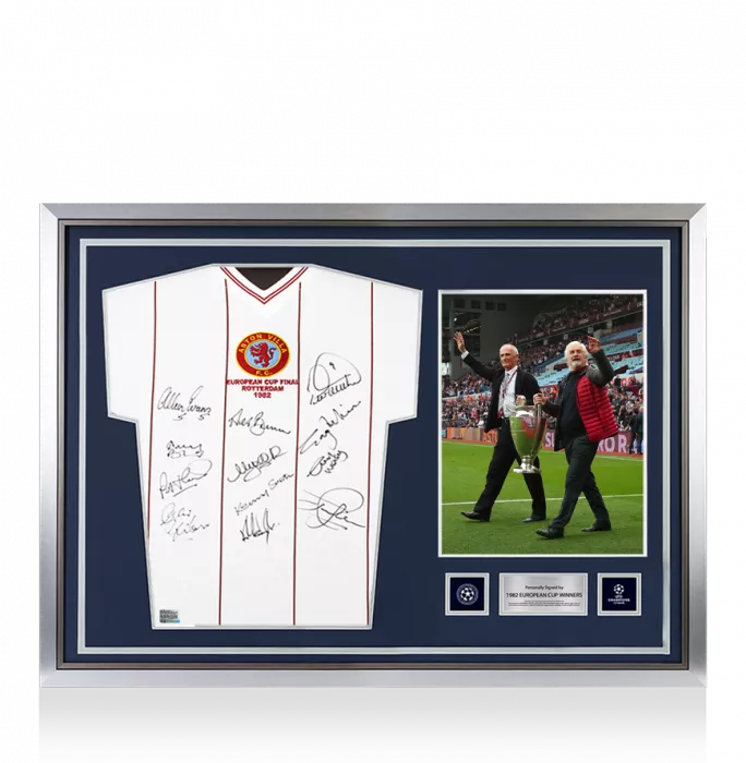 Icons Aston Villa Official UEFA Champions League Front Signed And Hero Framed 1982 Winners Shirt