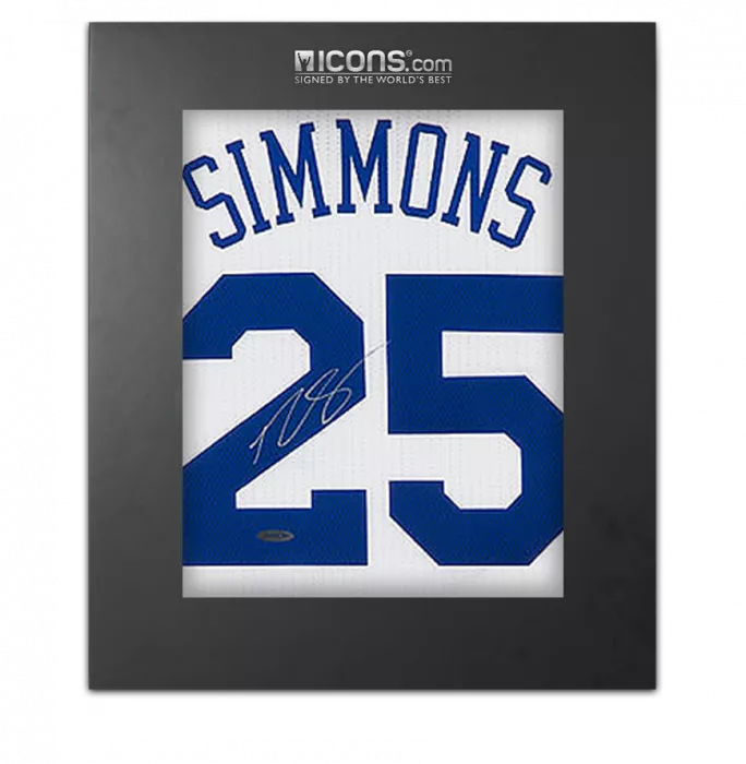 icons Ben Simmons Back Signed Philadelphia 76ers Home Jersey In Deluxe Packaging