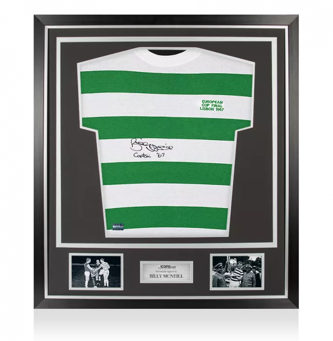 Icons Billy McNeill Front Signed Retro Celtic Home Shirt In Classic Frame