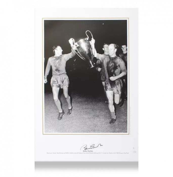 icons Bobby Charlton Signed Manchester United 1968 European Cup Final Photo