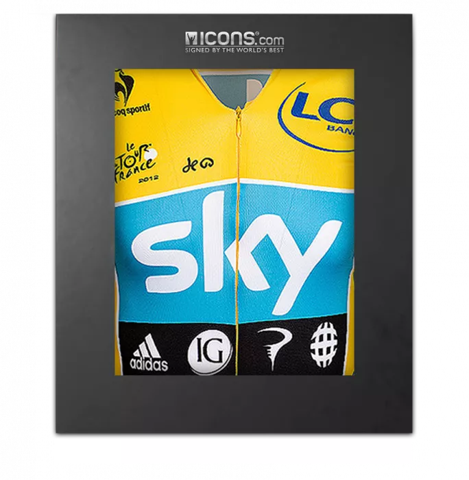 icons Bradley Wiggins Front Signed Yellow Tour de France Jersey In Deluxe Packaging