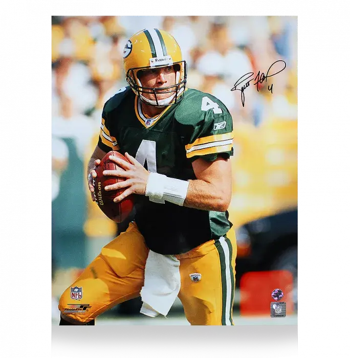 Icons Brett Favre Signed Green Bay Packers Photo: Rolling Out