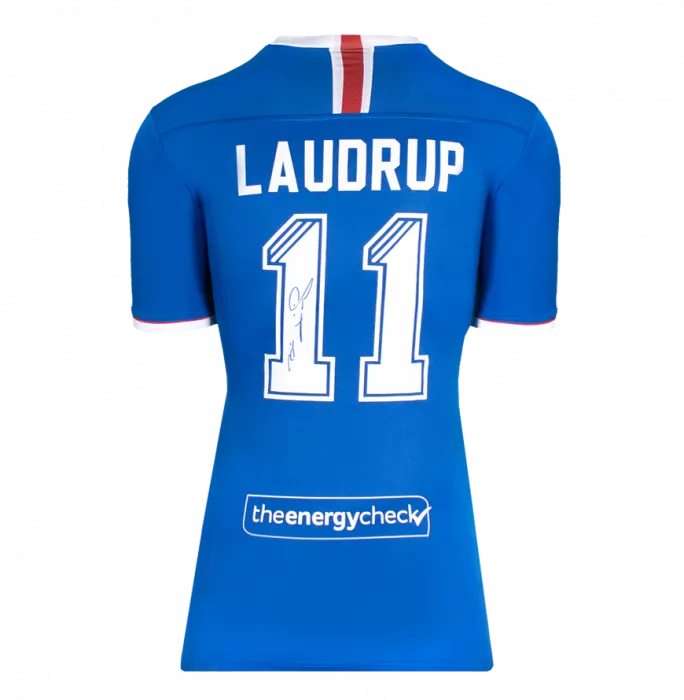 Icons Brian Laudrup Back Signed Rangers 2020-21 Home Shirt In Hero Frame: Option 1