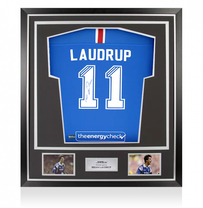 icons Brian Laudrup Back Signed Rangers 2020-21 Home Shirt In Classic Frame