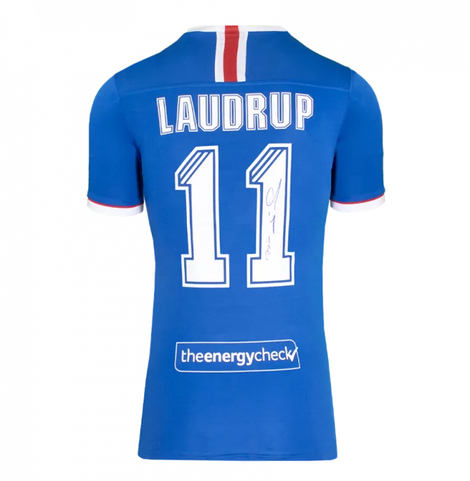 Icons Brian Laudrup Back Signed Rangers FC 2020-21 Home Shirt In Hero Frame: Option 1
