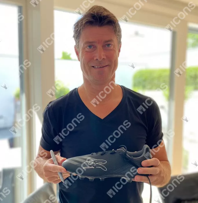 Icons Brian Laudrup Signed Black Adidas Boot In Acrylic Case
