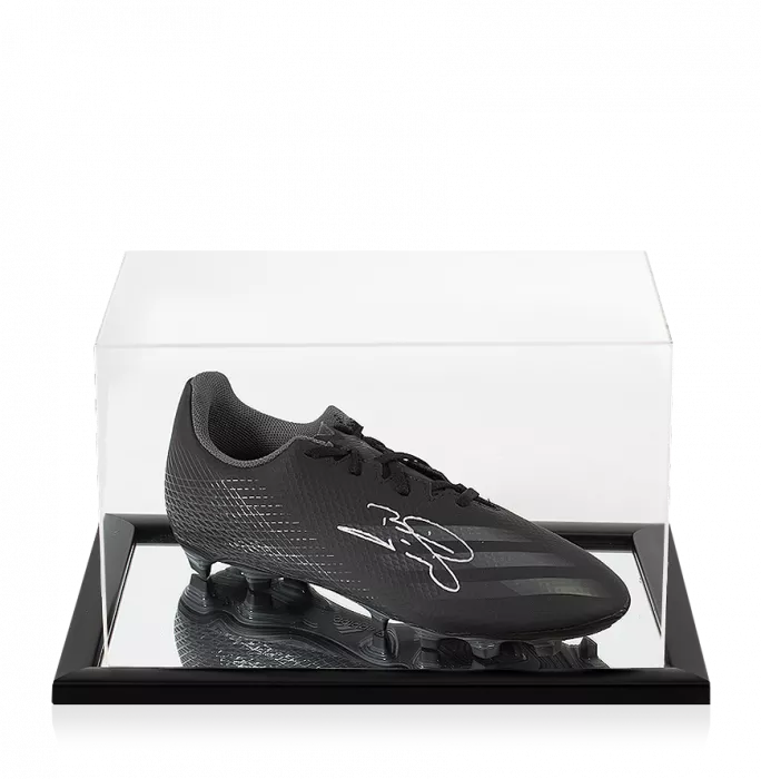 icons Brian Laudrup Signed Black Adidas Boot In Acrylic Case