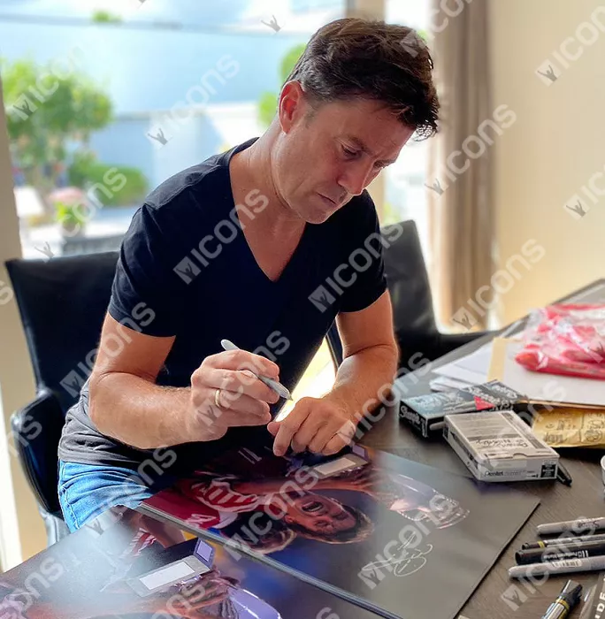 Icons Brian Laudrup Signed Denmark Photo In Black Wooden Frame: UEFA EURO 1992 Winner
