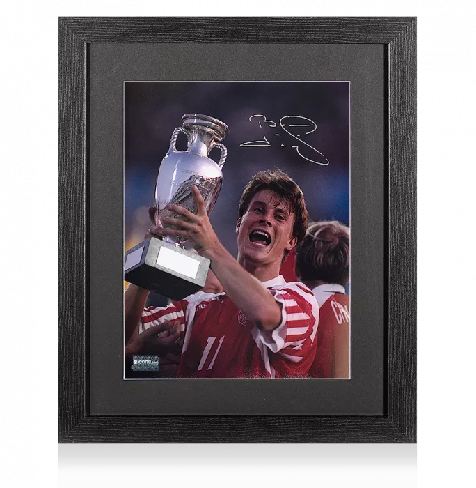 icons Brian Laudrup Signed Denmark Photo In Black Wooden Frame: UEFA EURO 1992 Winner