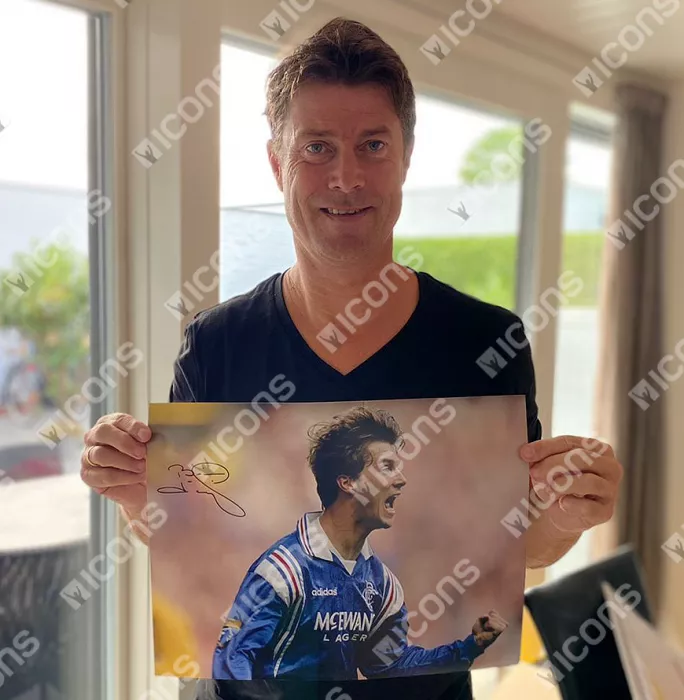 Icons Brian Laudrup Signed Rangers FC Photo In Black Wooden Frame: Icon Of Ibrox