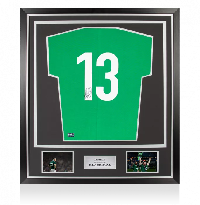 icons Brian O'Driscoll Back Signed Ireland Rugby Shirt In Classic Frame