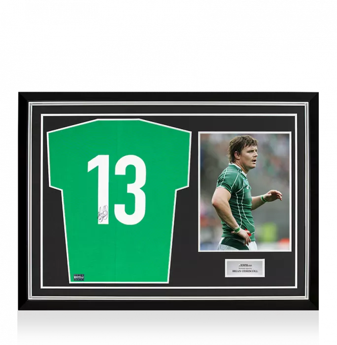 icons Brian O'Driscoll Back Signed Ireland Rugby Shirt In Hero Frame: Option 1