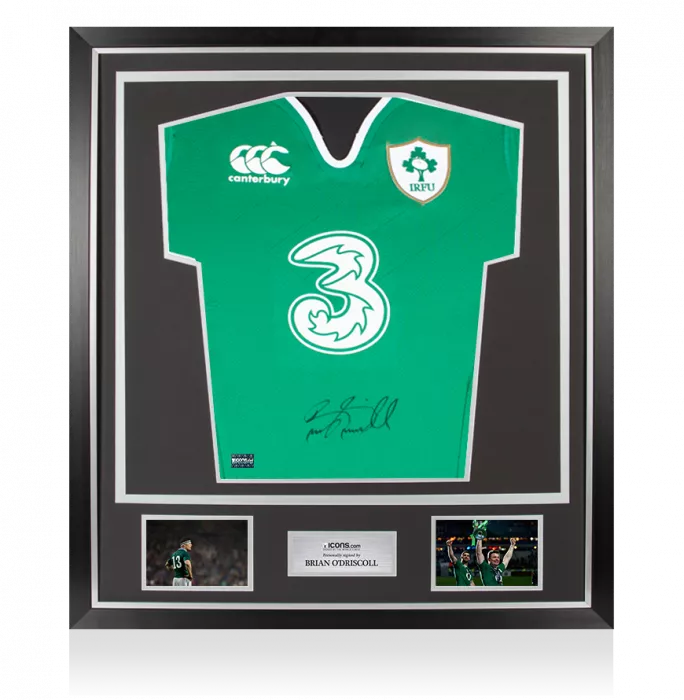 icons Brian O'Driscoll Front Signed Ireland Rugby Shirt In Classic Frame