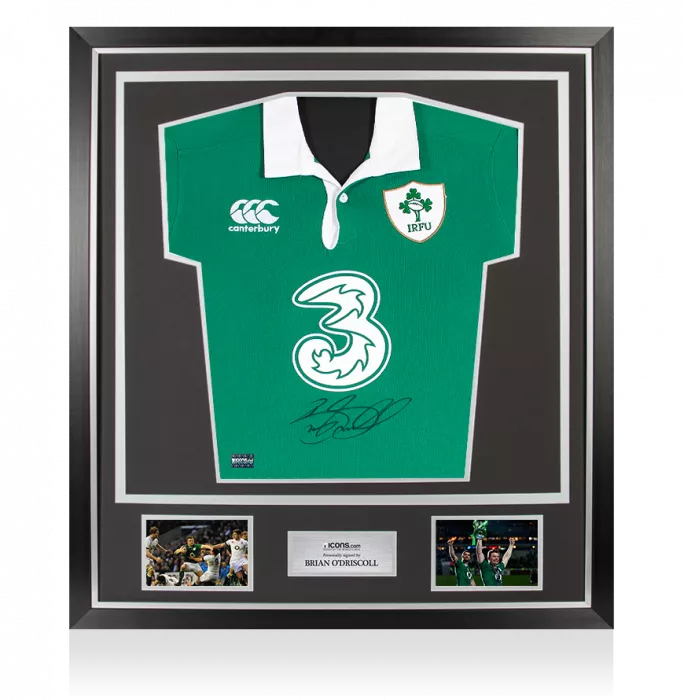 icons Brian O'Driscoll Signed Ireland Rugby Shirt In Classic Frame