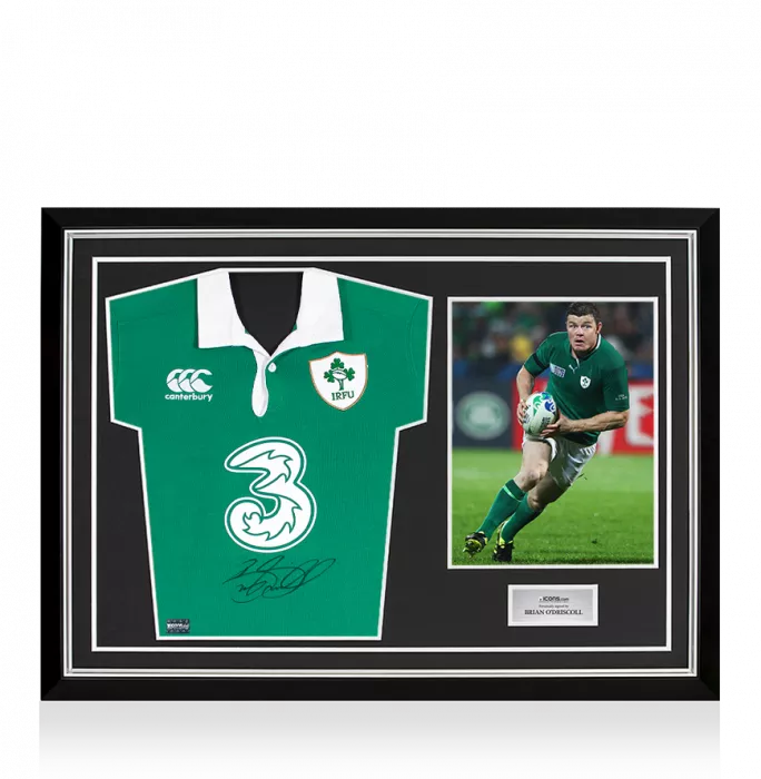 icons Brian O'Driscoll Signed Ireland Rugby Shirt In Hero Frame: Option 1