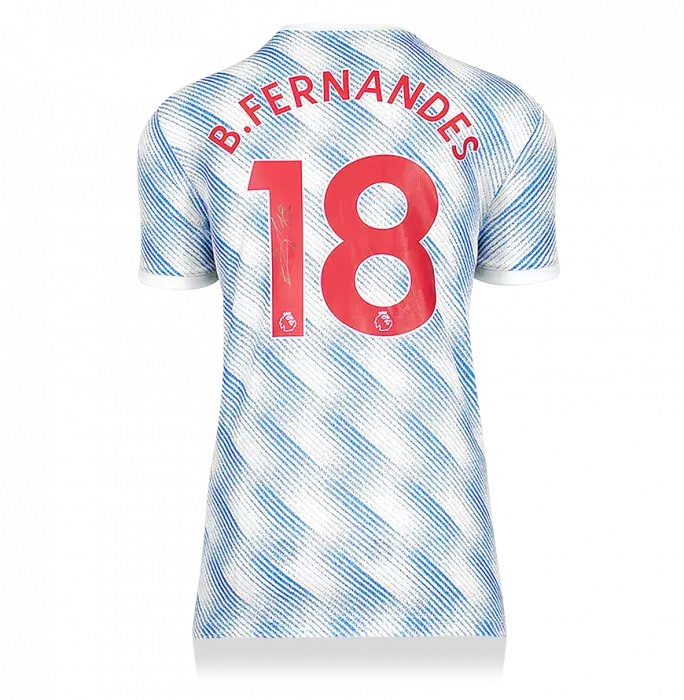 Icons Bruno Fernandes Back Signed Manchester United 2021-22 Away Shirt In Hero Frame: Option 1