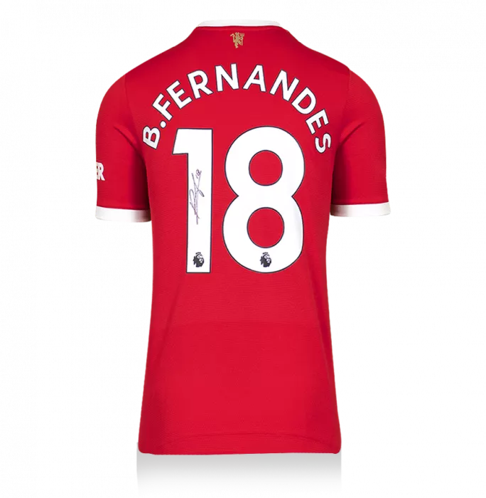icons Bruno Fernandes Back Signed Manchester United 2021-22 Home Shirt
