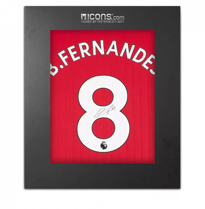icons Bruno Fernandes Back Signed Manchester United 2022-23 Home Shirt In Deluxe Packaging