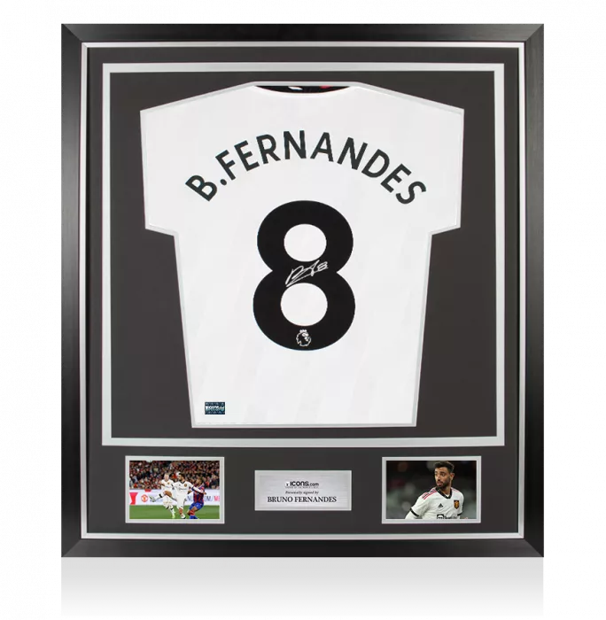icons Bruno Fernandes Back Signed Manchester United 2022-23 Away Shirt In Classic Frame
