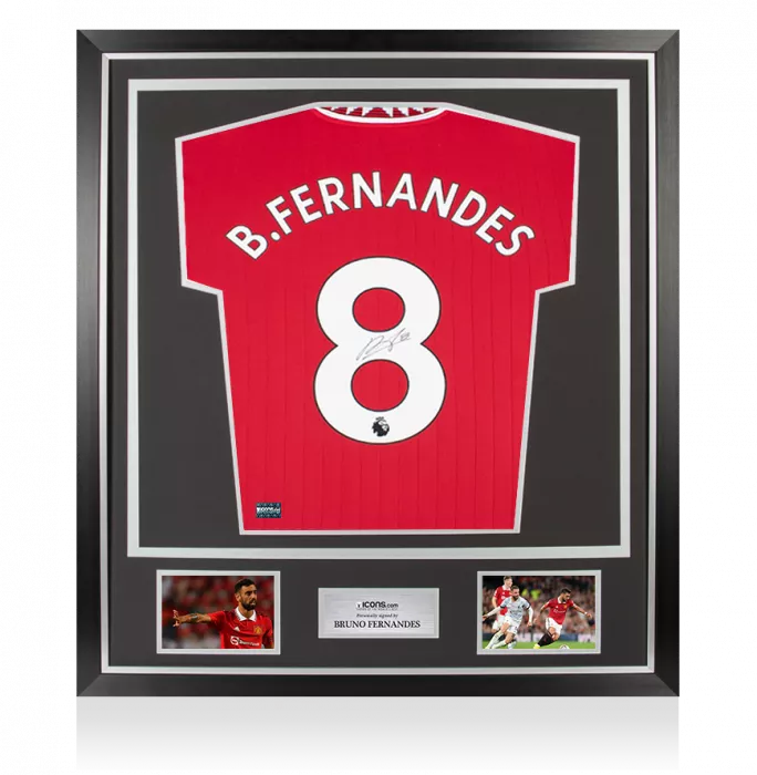 icons Bruno Fernandes Back Signed Manchester United 2022-23 Home Shirt In Classic Frame